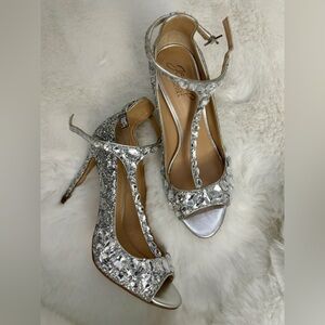 Jewel Badgley Mischka Conroy Metallic Glitter Evening Shoe